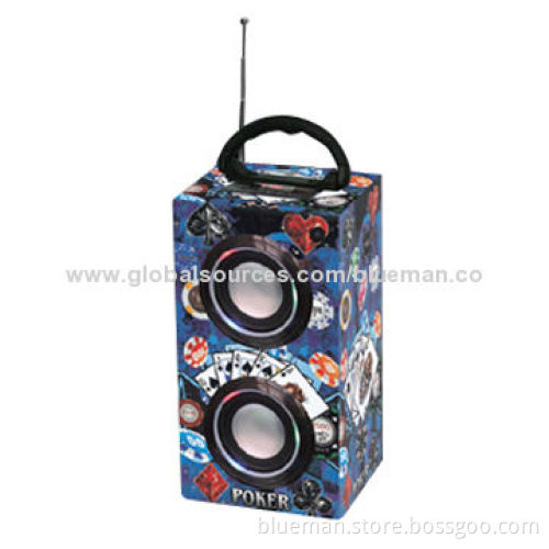 Portable Wooden Speaker with Disco Light and FM, 4 Ohms Impedance